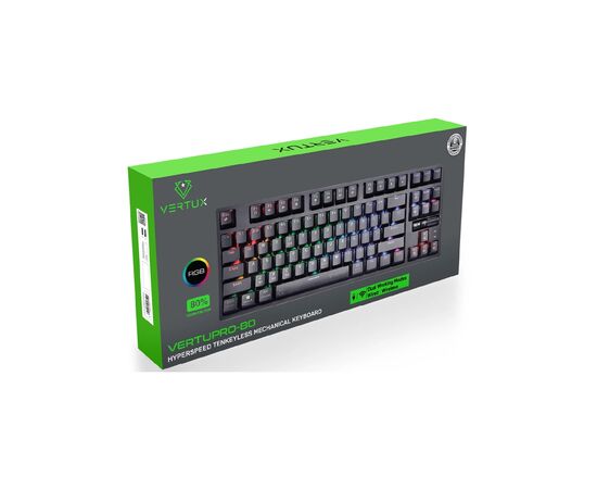 Клавіатура Vertux VertuPro-80 Wireless/USB Black (vertupro-80.black), зображення 2 Клавіатура Vertux VertuPro-80 Wireless/USB Black (vertupro-80.black), зображення 2