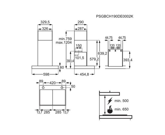 Вытяжка кухонная AEG DBE5661HG, изображение 6 Вытяжка кухонная AEG DBE5661HG, изображение 6