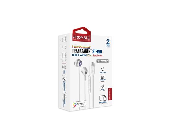 Наушники Promate LumiBuds-C Silver (lumibuds-c.silver), изображение 2 Наушники Promate LumiBuds-C Silver (lumibuds-c.silver), изображение 2