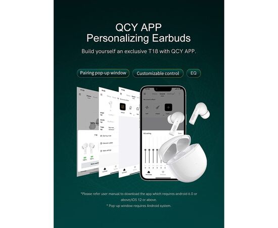 Навушники QCY T18 White (1052463), зображення 4 Навушники QCY T18 White (1052463), зображення 4