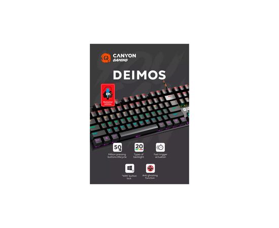 Клавиатура Canyon Deimos GK-4 Rainbow LED USB UA Black (CND-SKB4-US), изображение 4 Клавиатура Canyon Deimos GK-4 Rainbow LED USB UA Black (CND-SKB4-US), изображение 4
