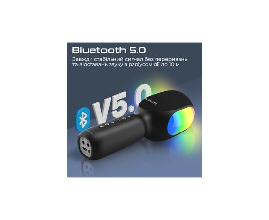 Микрофон Promate VocalMic Bluetooth 2 x AUX LED Black (vocalmic.black), изображение 5 Микрофон Promate VocalMic Bluetooth 2 x AUX LED Black (vocalmic.black), изображение 5