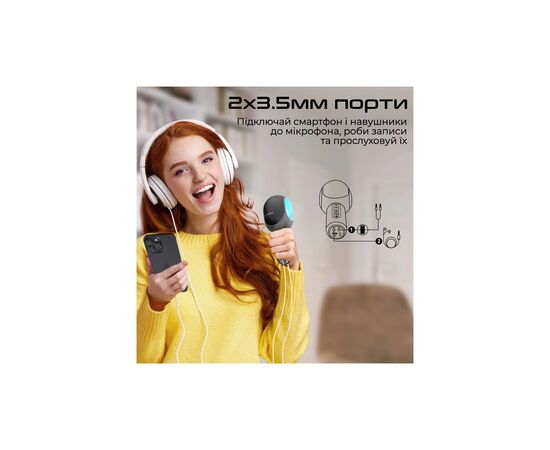 Микрофон Promate VocalMic Bluetooth 2 x AUX LED Black (vocalmic.black), изображение 7 Микрофон Promate VocalMic Bluetooth 2 x AUX LED Black (vocalmic.black), изображение 7