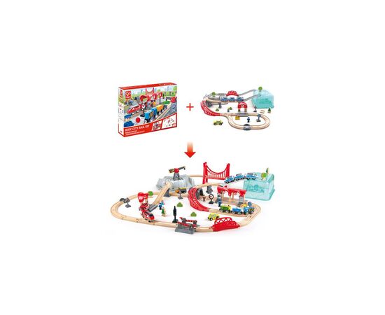 Железная дорога Hape в контейнере Город 48 элементов (E3771), изображение 4