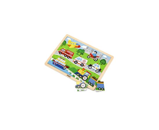Пазл Viga Toys деревянный Транспорт 24 элемента (51462), изображение 2 Пазл Viga Toys деревянный Транспорт 24 элемента (51462), изображение 2