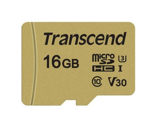 Карта памяти Transcend 16GB microSDHC class 10 UHS-I U3 V30 (TS16GUSD500S)