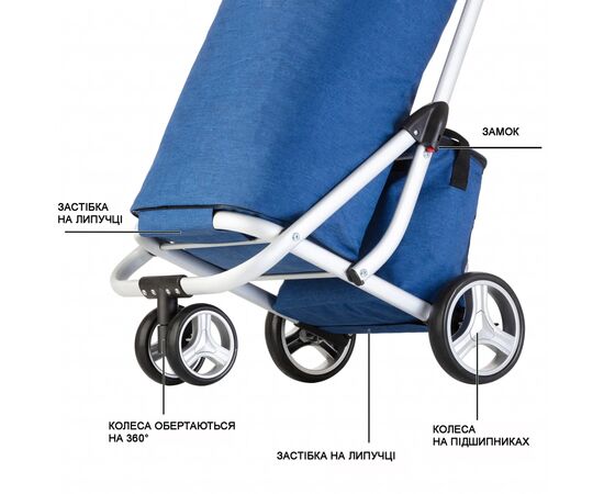 Сумка-тележка ShoppingCruiser 3 Wheels 72 л Blue (928364), изображение 2 Сумка-тележка ShoppingCruiser 3 Wheels 72 л Blue (928364), изображение 2