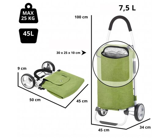 Сумка-тележка ShoppingCruiser Foldable 45 л Green (930021), изображение 3 Сумка-тележка ShoppingCruiser Foldable 45 л Green (930021), изображение 3