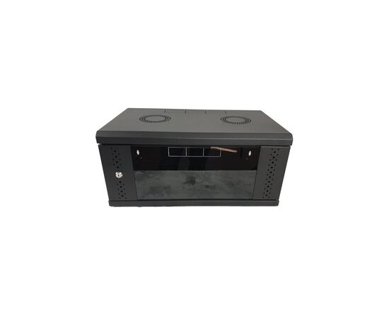 Шкаф настенный Eserver 4U 19" 600х350х284 (Ш*Г*В), стекло, чёрная (ES-Е435B), изображение 2 Шкаф настенный Eserver 4U 19" 600х350х284 (Ш*Г*В), стекло, чёрная (ES-Е435B), изображение 2