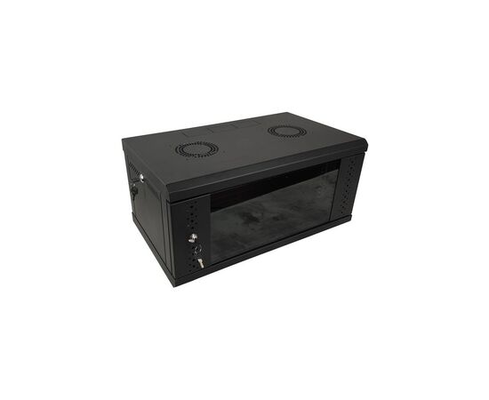 Шкаф настенный Eserver 4U 19" 600х350х284 (Ш*Г*В), стекло, чёрная (ES-Е435B), изображение 3 Шкаф настенный Eserver 4U 19" 600х350х284 (Ш*Г*В), стекло, чёрная (ES-Е435B), изображение 3