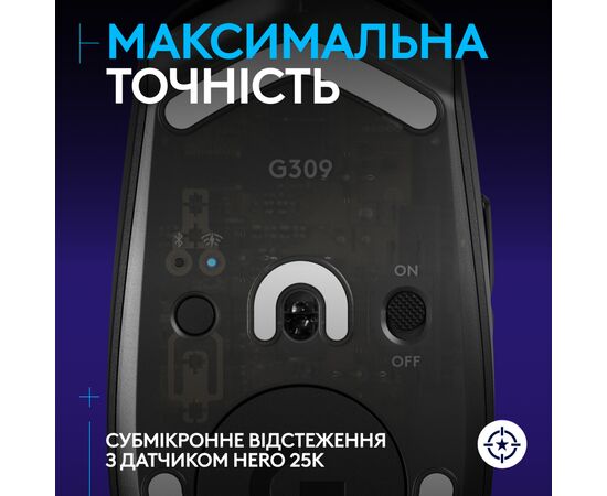 Мышка Logitech G309 Lightspeed Wireless/Bluetooth Black (910-007199), изображение 4 Мышка Logitech G309 Lightspeed Wireless/Bluetooth Black (910-007199), изображение 4