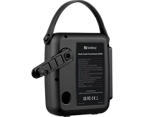 Батарея универсальная Sandberg 20000mAh PD/20W, динамо-зарядка, power-through, flashlight (420-79), изображение 2 Батарея универсальная Sandberg 20000mAh PD/20W, динамо-зарядка, power-through, flashlight (420-79), изображение 2