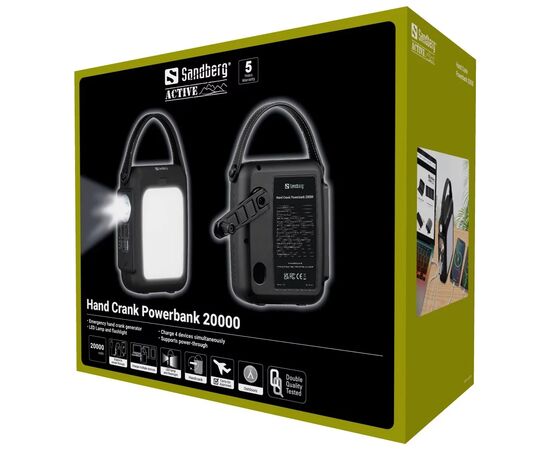 Батарея универсальная Sandberg 20000mAh PD/20W, динамо-зарядка, power-through, flashlight (420-79), изображение 6 Батарея универсальная Sandberg 20000mAh PD/20W, динамо-зарядка, power-through, flashlight (420-79), изображение 6