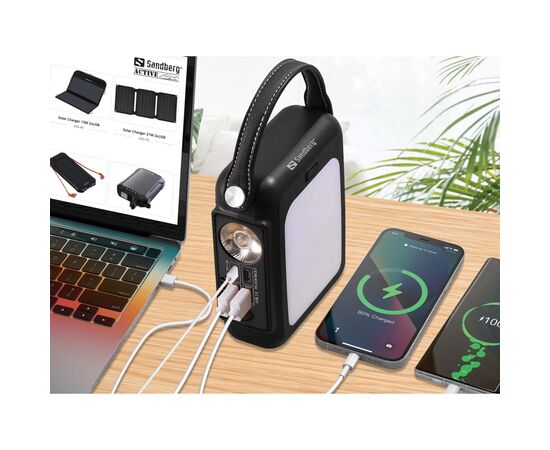 Батарея универсальная Sandberg 20000mAh PD/20W, динамо-зарядка, power-through, flashlight (420-79), изображение 8 Батарея универсальная Sandberg 20000mAh PD/20W, динамо-зарядка, power-through, flashlight (420-79), изображение 8