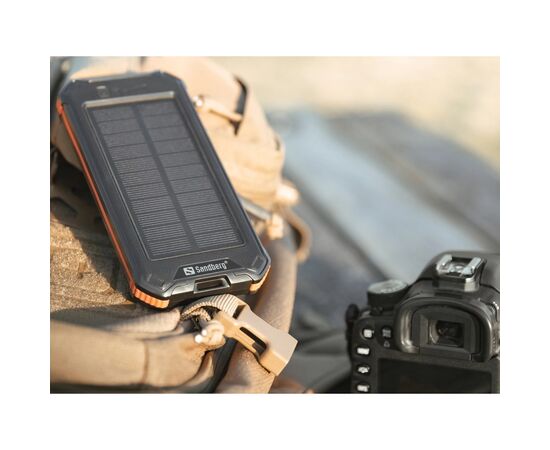 Батарея универсальная Sandberg 10000 mAh, Solar:5V/250mA, power-through, IP54, flashlight (420-72), изображение 9 Батарея универсальная Sandberg 10000 mAh, Solar:5V/250mA, power-through, IP54, flashlight (420-72), изображение 9