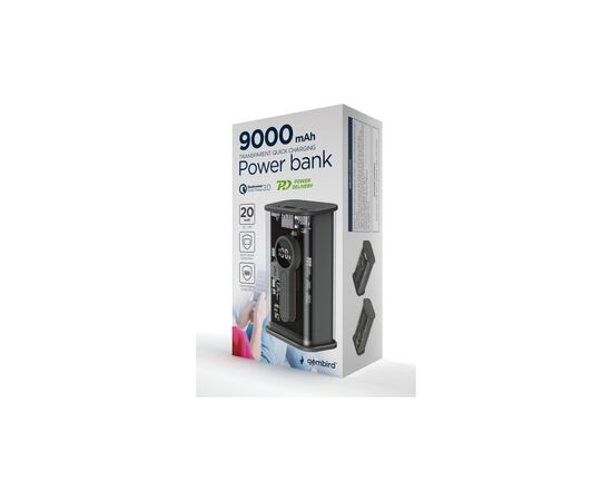 Батарея универсальная Gembird 9000mAh, QC3.0, Transparent (PB09-TQC3-01), изображение 5 Батарея универсальная Gembird 9000mAh, QC3.0, Transparent (PB09-TQC3-01), изображение 5