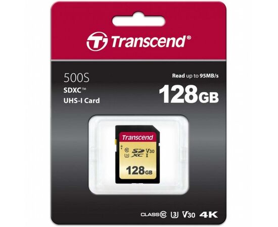 Карта памяти Transcend 128GB SDXC class 10 UHS-I (TS128GSDC500S), изображение 3 Карта памяти Transcend 128GB SDXC class 10 UHS-I (TS128GSDC500S), изображение 3