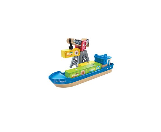 Железная дорога Hape Набор для железной дороги Корабль с краном (E3792), изображение 2 Железная дорога Hape Набор для железной дороги Корабль с краном (E3792), изображение 2