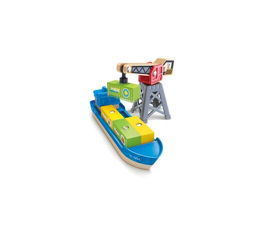Железная дорога Hape Набор для железной дороги Корабль с краном (E3792), изображение 4 Железная дорога Hape Набор для железной дороги Корабль с краном (E3792), изображение 4