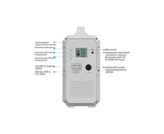 Зарядная станция BLUETTI PowerOak EB240 1000W (EB240), изображение 2 Зарядная станция BLUETTI PowerOak EB240 1000W (EB240), изображение 2