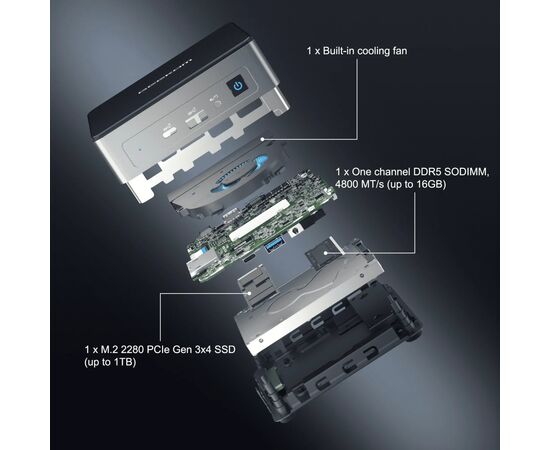 Комп'ютер GEEKOM Mini Air12 / N100, 16G, SSD 512G, WIN11 Pro (GMAir12N100-16512-EU), зображення 4 Комп'ютер GEEKOM Mini Air12 / N100, 16G, SSD 512G, WIN11 Pro (GMAir12N100-16512-EU), зображення 4