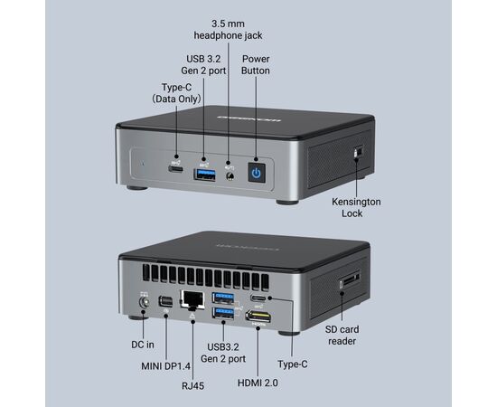 Комп'ютер GEEKOM Mini Air12 / N100, 16G, SSD 512G, WIN11 Pro (GMAir12N100-16512-EU), зображення 5 Комп'ютер GEEKOM Mini Air12 / N100, 16G, SSD 512G, WIN11 Pro (GMAir12N100-16512-EU), зображення 5