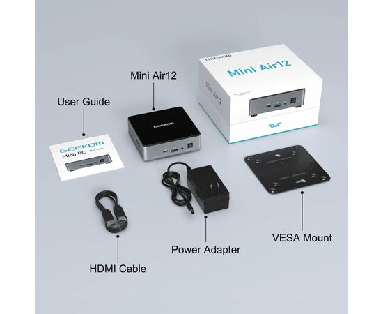 Комп'ютер GEEKOM Mini Air12 / N100, 16G, SSD 512G, WIN11 Pro (GMAir12N100-16512-EU), зображення 6 Комп'ютер GEEKOM Mini Air12 / N100, 16G, SSD 512G, WIN11 Pro (GMAir12N100-16512-EU), зображення 6