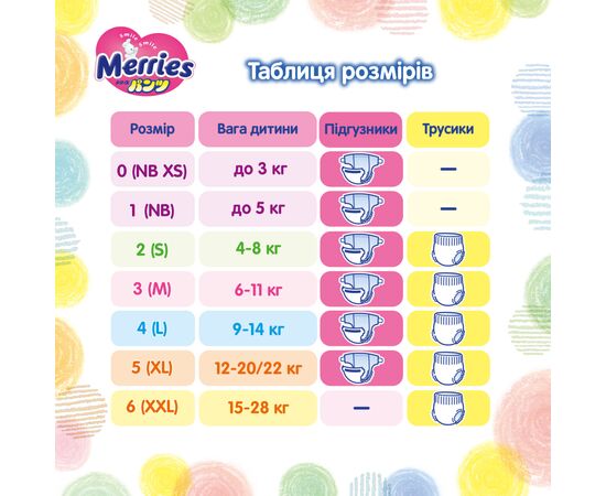 Подгузники Merries Трусики Super Jumbo XL 12-22 кг 38 шт (4901301425881), изображение 12 Подгузники Merries Трусики Super Jumbo XL 12-22 кг 38 шт (4901301425881), изображение 12