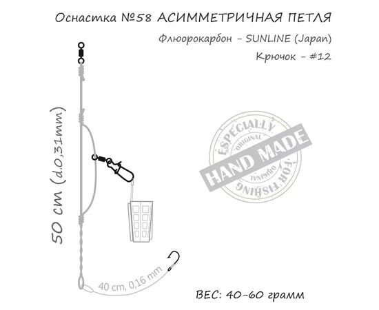 Монтаж Orange 58 Assymetric Loop Fluorocarbon 50г (1шт/уп) (1959.02.84), изображение 4 Монтаж Orange 58 Assymetric Loop Fluorocarbon 50г (1шт/уп) (1959.02.84), изображение 4