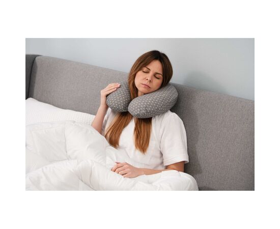 Подушка Ardesto ортопедична Sleepwell Travel, для шиї, піна меморі 34х29х10см сірий (ART3429NEP), зображення 2