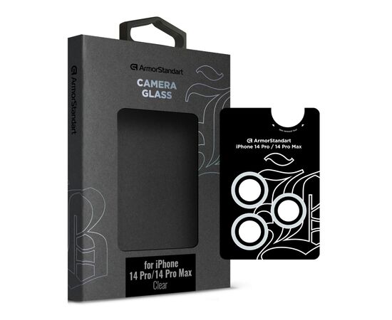 Стекло защитное Armorstandart Camera glass Supreme Black Icon iPhone 14 Pro/14 Pro Max Clear (ARM76601)
