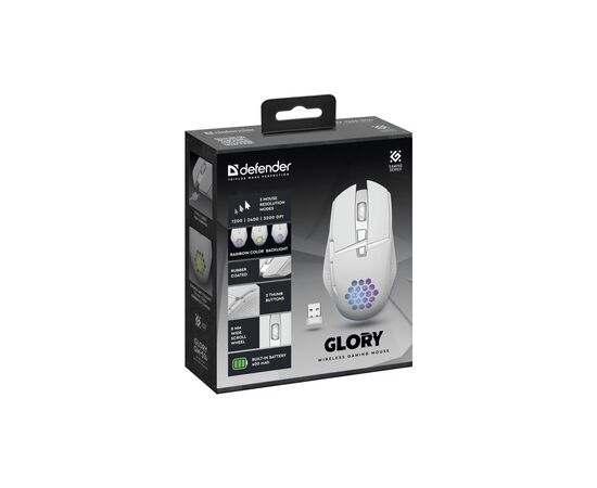 Мышка Defender Glory GM-514 LED Wireless White (52513), изображение 6 Мышка Defender Glory GM-514 LED Wireless White (52513), изображение 6