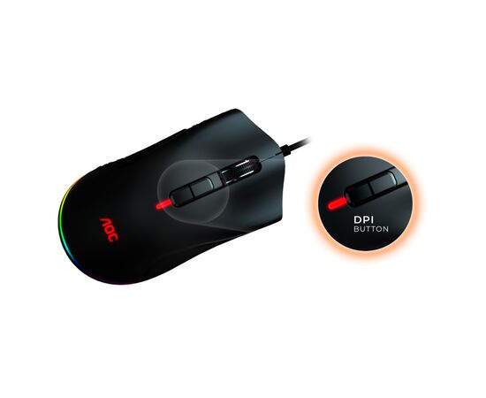 Мышка AOC GM530 RGB PMW3389 Kailh switch USB Black (GM530B), изображение 6 Мышка AOC GM530 RGB PMW3389 Kailh switch USB Black (GM530B), изображение 6