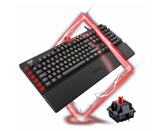 Клавиатура AOC AGK700 RGB Cherry MX Red USB Black (AGK700DR2R), изображение 9 Клавиатура AOC AGK700 RGB Cherry MX Red USB Black (AGK700DR2R), изображение 9