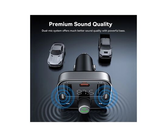 FM модулятор Baseus S-09 Lite Series Black (C10762300113-00), изображение 3 FM модулятор Baseus S-09 Lite Series Black (C10762300113-00), изображение 3