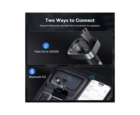 FM модулятор Baseus S-09 Lite Series Black (C10762300113-00), изображение 4 FM модулятор Baseus S-09 Lite Series Black (C10762300113-00), изображение 4