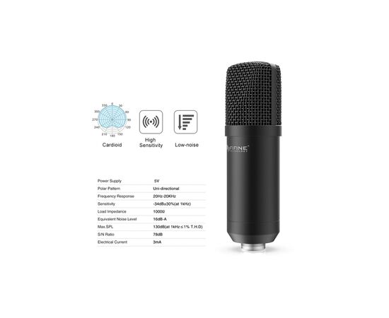 Мікрофон Fifine T730 USB Black (T730), зображення 3 Мікрофон Fifine T730 USB Black (T730), зображення 3