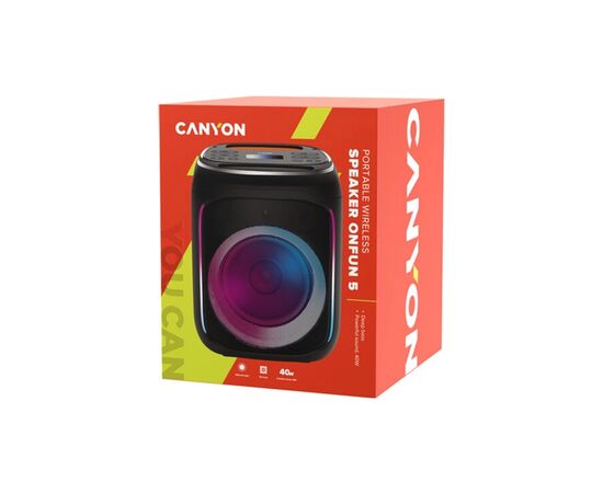 Акустическая система Canyon OnFun 5 Partybox 40W RGB Black (CNE-PBSP5), изображение 5 Акустическая система Canyon OnFun 5 Partybox 40W RGB Black (CNE-PBSP5), изображение 5
