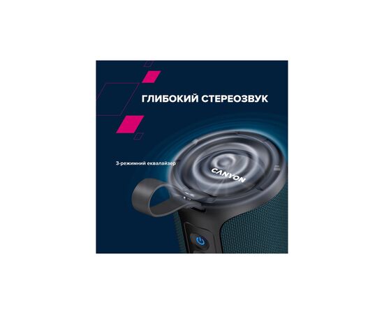 Акустична система Canyon OnMove 15 EQ TWS IPX6 Dark Blue (CNE-CBTSP15BK), зображення 7 Акустична система Canyon OnMove 15 EQ TWS IPX6 Dark Blue (CNE-CBTSP15BK), зображення 7