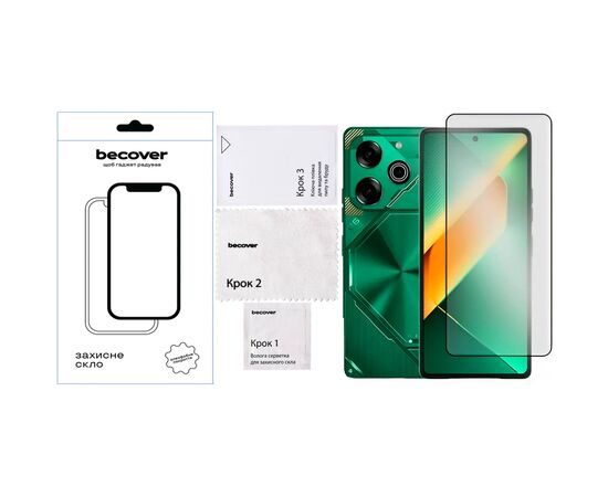 Стекло защитное BeCover Tecno POVA 6 Neo (LI6) 6.78" Black (711581), изображение 4 Стекло защитное BeCover Tecno POVA 6 Neo (LI6) 6.78" Black (711581), изображение 4