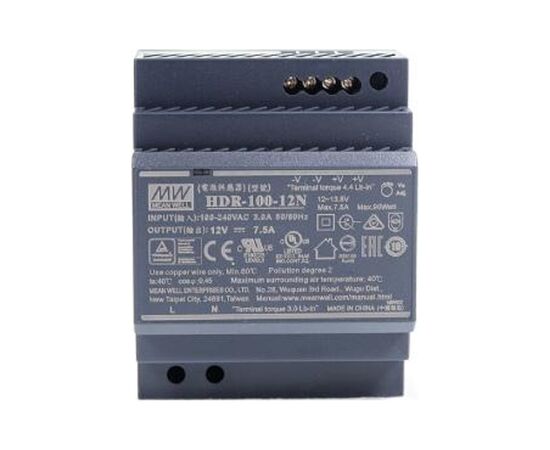 Блок питания для систем видеонаблюдения MeanWell HDR-100-12N, изображение 2 Блок питания для систем видеонаблюдения MeanWell HDR-100-12N, изображение 2