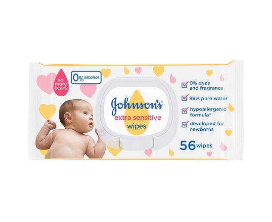 Детские влажные салфетки Johnson’s baby Экстра нежные 0+ 56 шт (3574661599250)