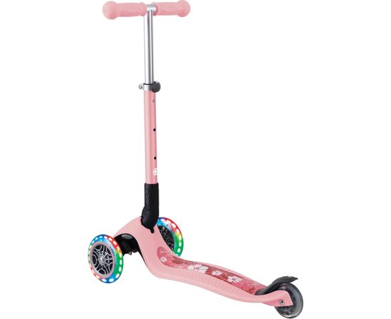 Самокат Globber Junior Foldable Lights до 50 кг 2+ Пастельно-розовый с цветами (433-210), изображение 2 Самокат Globber Junior Foldable Lights до 50 кг 2+ Пастельно-розовый с цветами (433-210), изображение 2