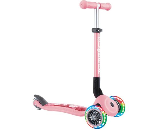 Самокат Globber Junior Foldable Lights до 50 кг 2+ Пастельно-розовый с цветами (433-210), изображение 6 Самокат Globber Junior Foldable Lights до 50 кг 2+ Пастельно-розовый с цветами (433-210), изображение 6