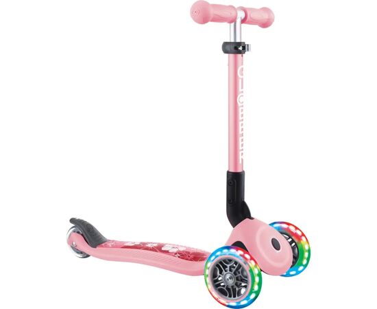 Самокат Globber Junior Foldable Lights до 50 кг 2+ Пастельно-розовый с цветами (433-210), изображение 7 Самокат Globber Junior Foldable Lights до 50 кг 2+ Пастельно-розовый с цветами (433-210), изображение 7