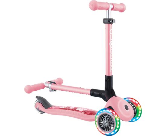 Самокат Globber Junior Foldable Lights до 50 кг 2+ Пастельно-розовый с цветами (433-210), изображение 9 Самокат Globber Junior Foldable Lights до 50 кг 2+ Пастельно-розовый с цветами (433-210), изображение 9