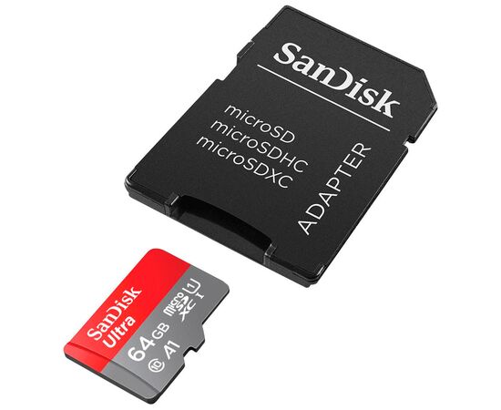 Карта памяти SanDisk 64GB microSD Class 10 A1 R-140 (SDSQUAB-064G-GN6IA), изображение 3 Карта памяти SanDisk 64GB microSD Class 10 A1 R-140 (SDSQUAB-064G-GN6IA), изображение 3