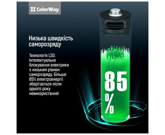 Аккумулятор ColorWay AA USB-С 2220 mAh 1.5V (2шт) (Li-Polymer) (CW-UBAA-10), изображение 11 Аккумулятор ColorWay AA USB-С 2220 mAh 1.5V (2шт) (Li-Polymer) (CW-UBAA-10), изображение 11