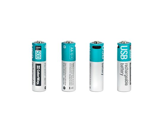 Аккумулятор ColorWay AA USB-С 2220 mAh 1.5V (2шт) (Li-Polymer) (CW-UBAA-10), изображение 3 Аккумулятор ColorWay AA USB-С 2220 mAh 1.5V (2шт) (Li-Polymer) (CW-UBAA-10), изображение 3
