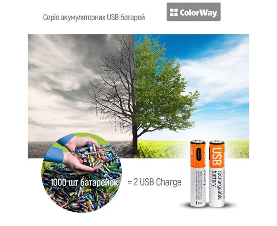 Аккумулятор ColorWay AAА USB-С 590 mAh 1.5V (2шт) (Li-Polymer) (CW-UBAAA-09), изображение 10 Аккумулятор ColorWay AAА USB-С 590 mAh 1.5V (2шт) (Li-Polymer) (CW-UBAAA-09), изображение 10